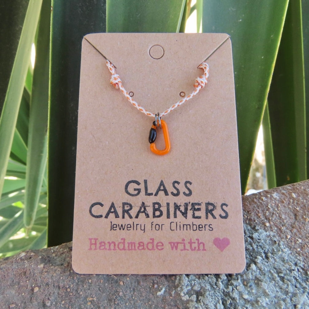 Orange Necklace | Climbing Gift | Glass Carabiner