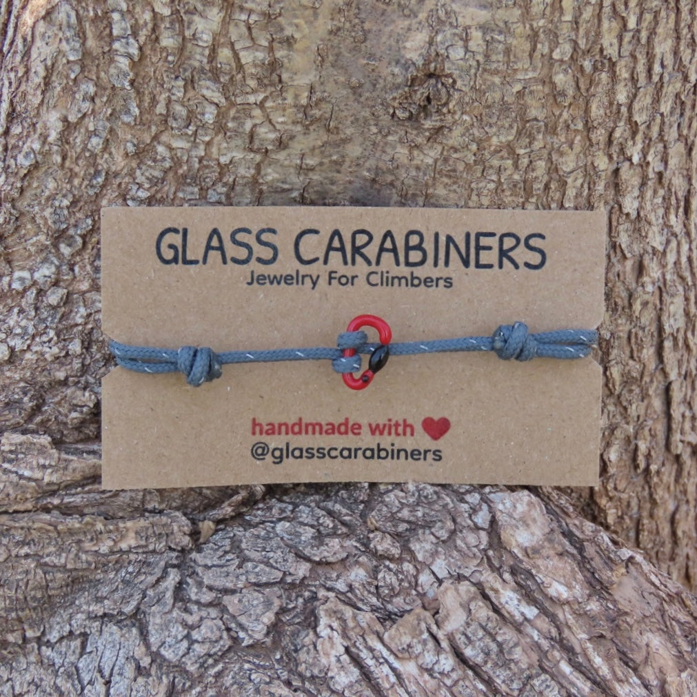 Red Bracelet | Glass Carabiner | Rock Climbing Gift