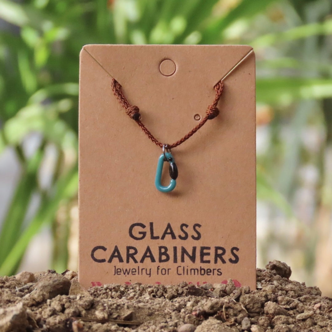 Teal Necklace | Climbing Gift | Glass Carabiner