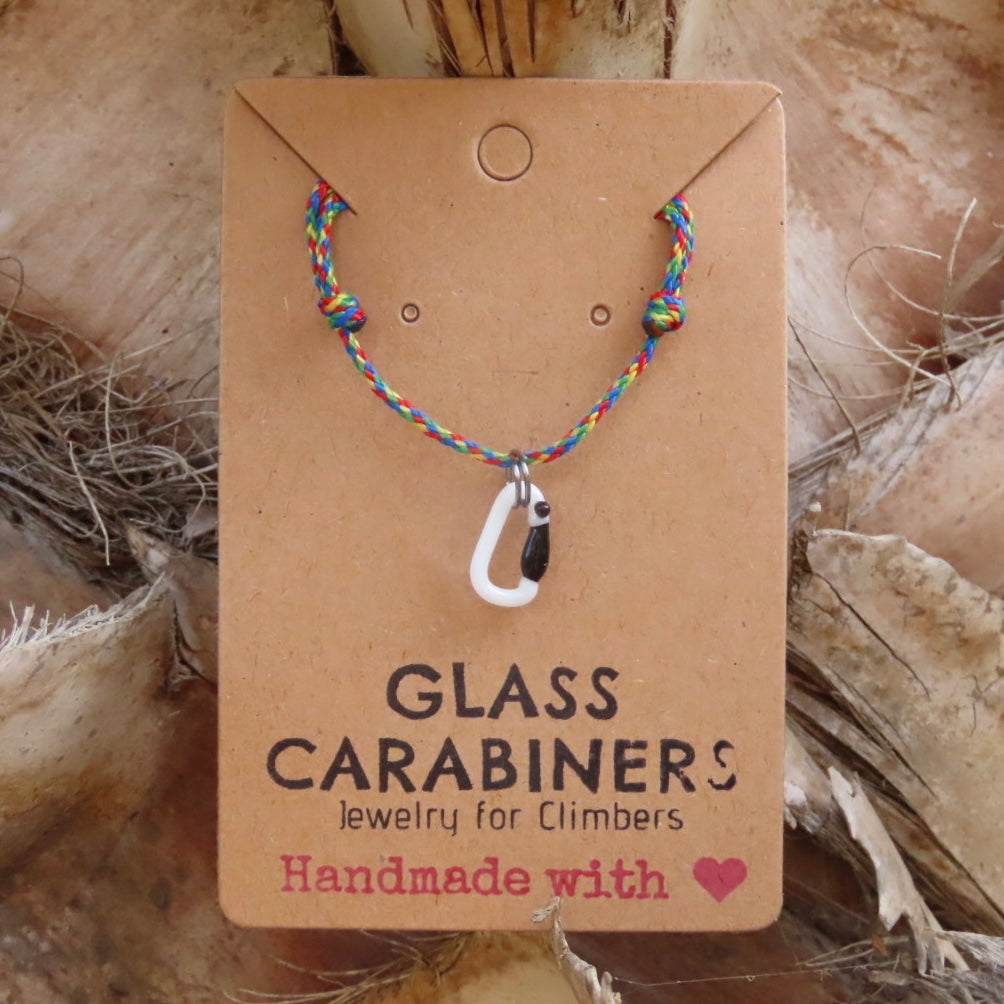White Necklace | Climbing Gift | Glass Carabiner