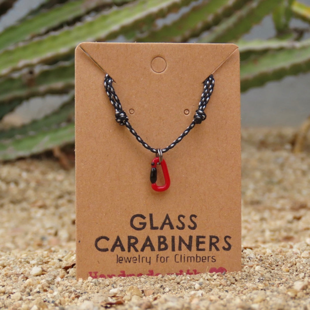 Red Necklace | Climbing Gift | Glass Carabiner