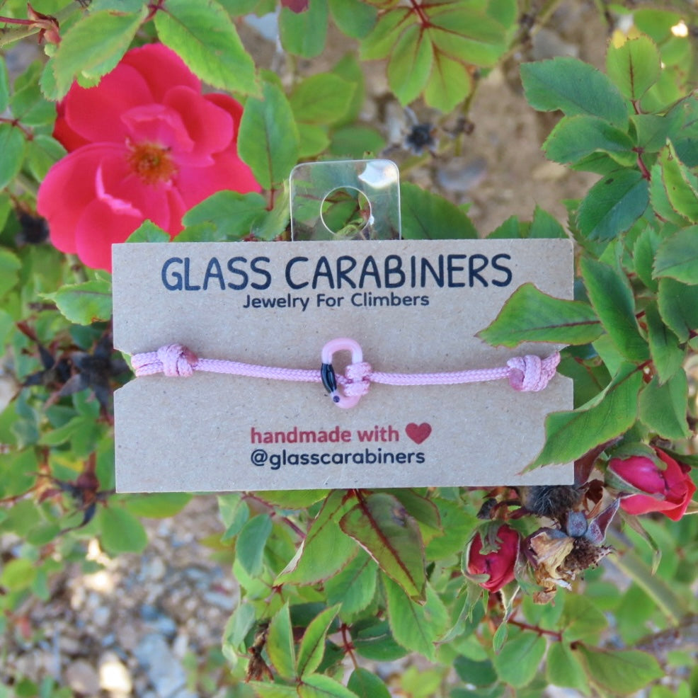 Pink Bracelet | Glass Carabiners | Rock Climbing Gift