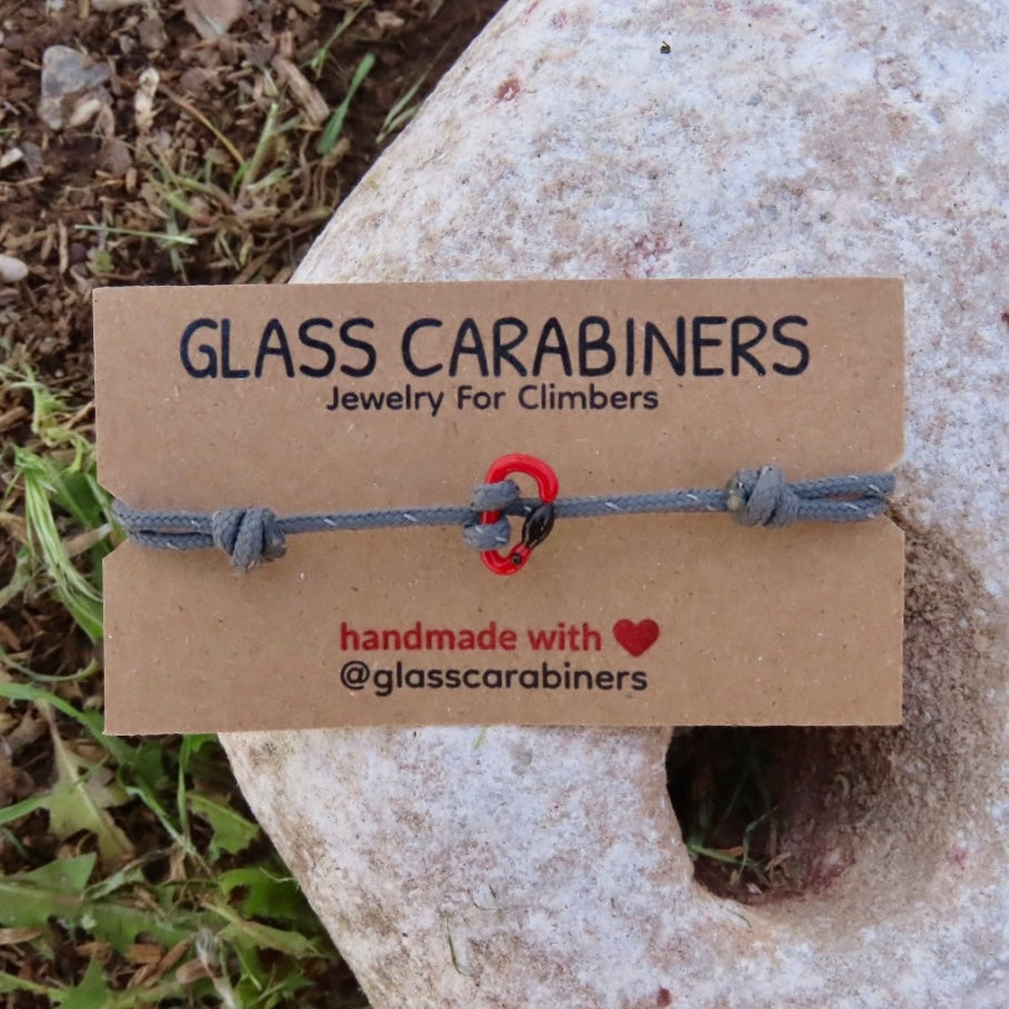Red Bracelet | Glass Carabiner | Rock Climbing Gift