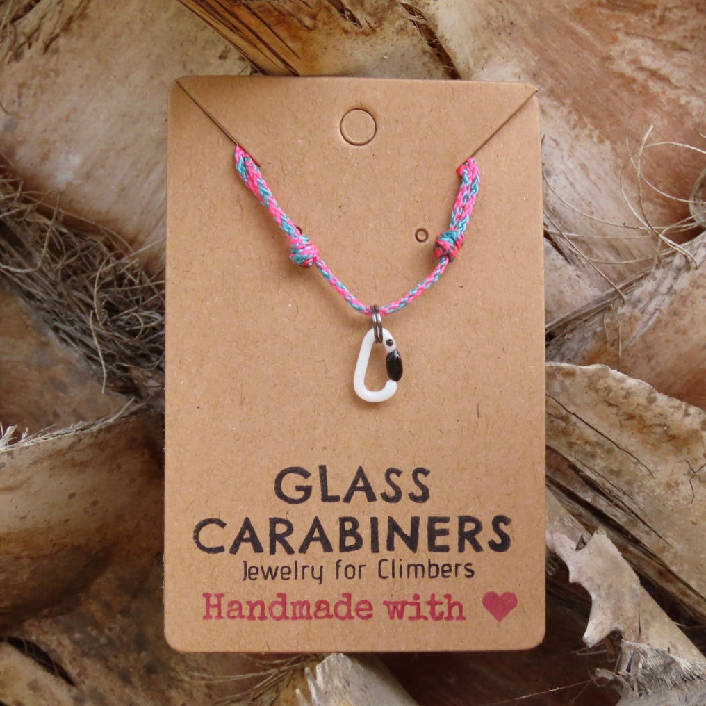 White Necklace | Climbing Gift | Glass Carabiner
