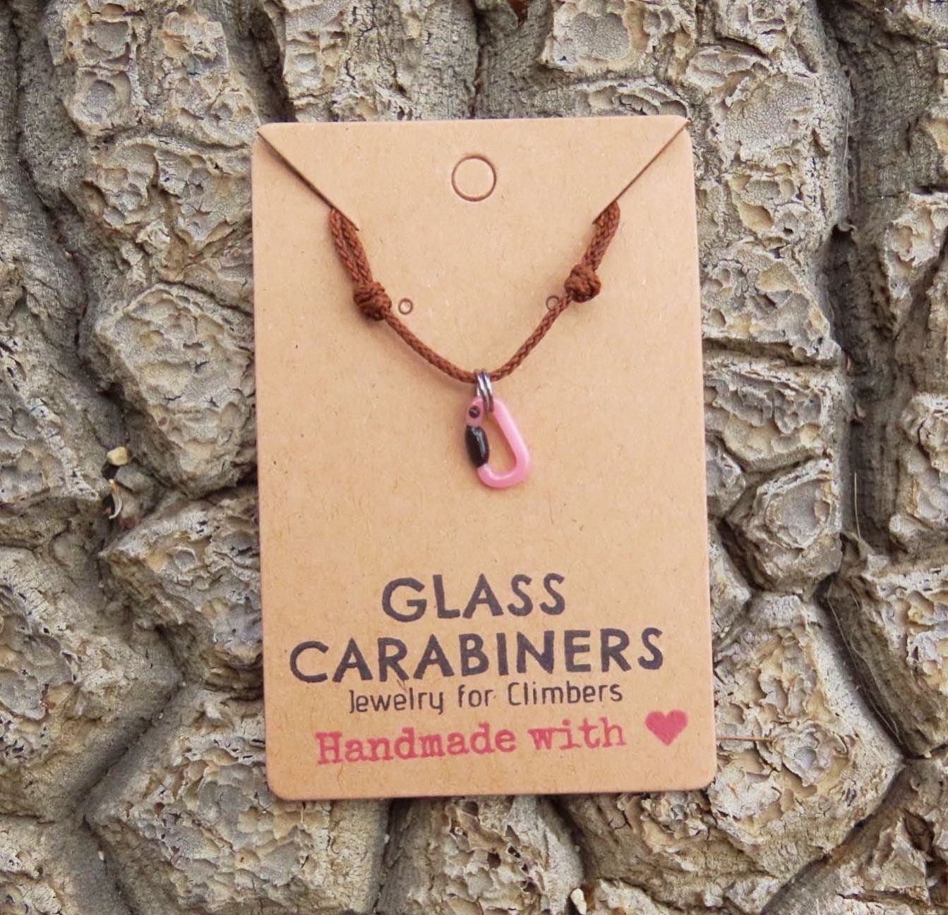 Pink Necklace | Climbing Gift | Glass Carabiner