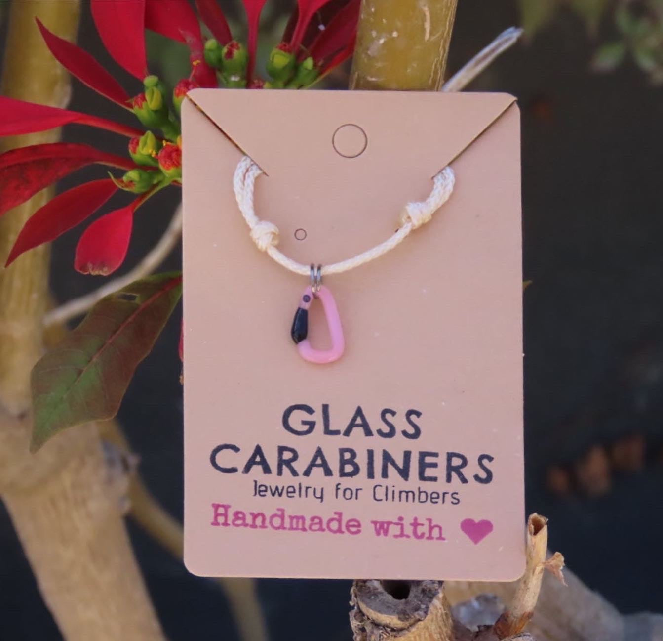 Pink Necklace | Climbing Gift | Glass Carabiner