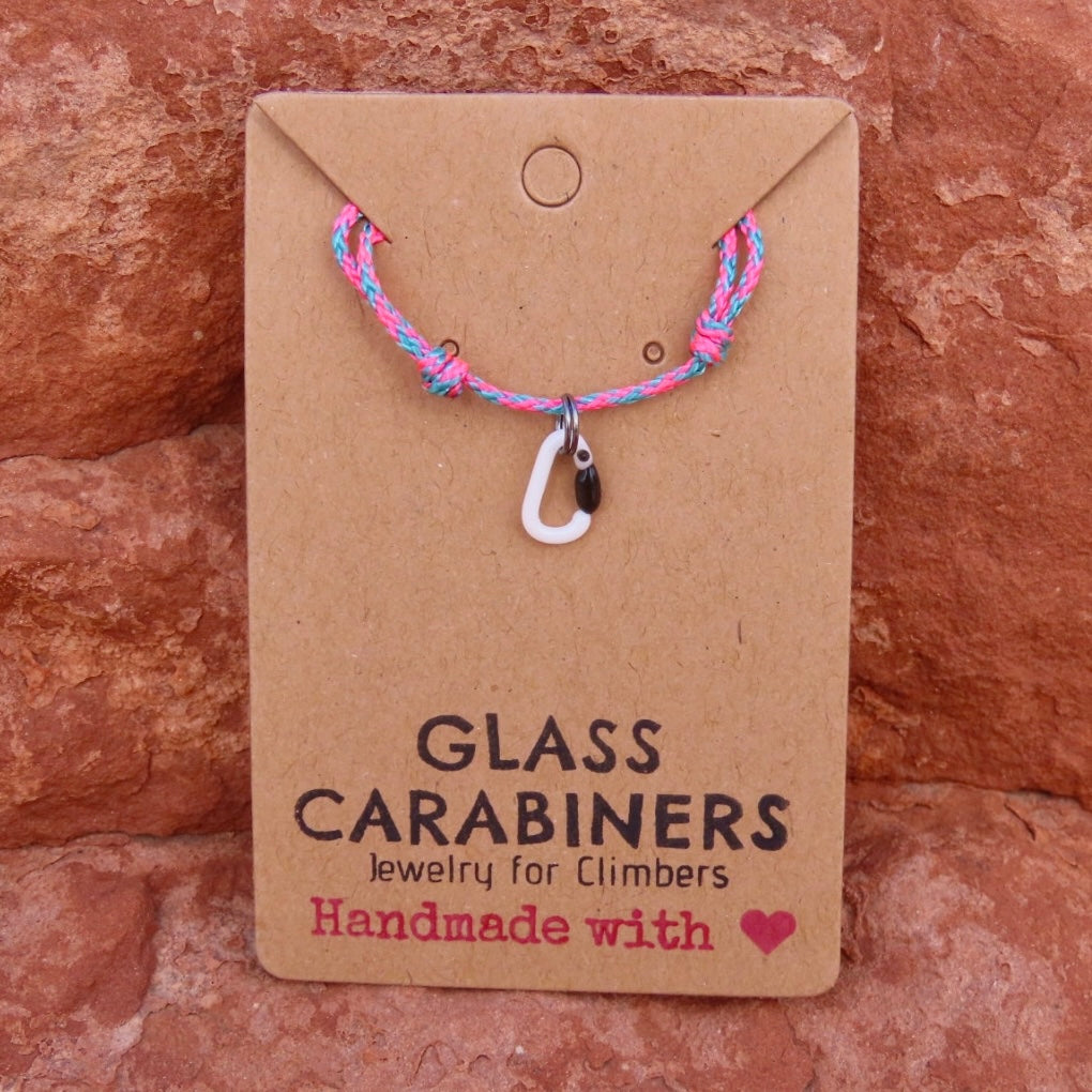 White Necklace | Climbing Gift | Glass Carabiner