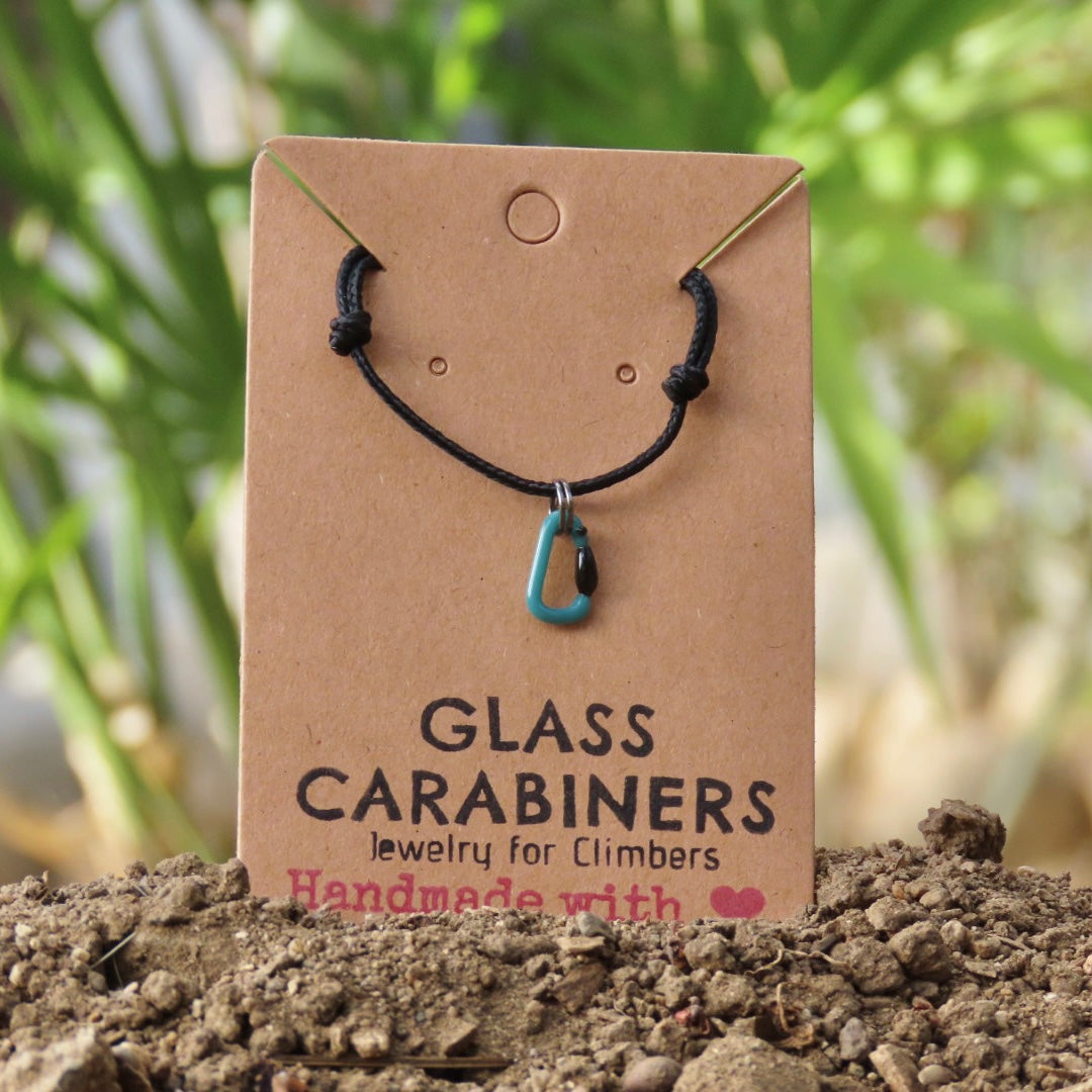 Teal Necklace | Climbing Gift | Glass Carabiner