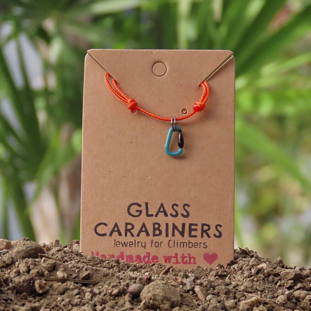 Teal Necklace | Climbing Gift | Glass Carabiner