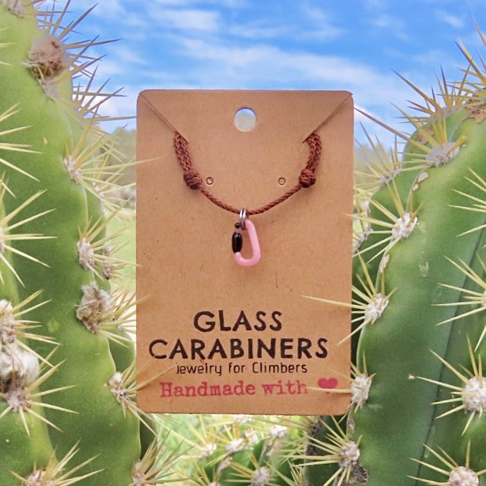 Pink Necklace | Climbing Gift | Glass Carabiner