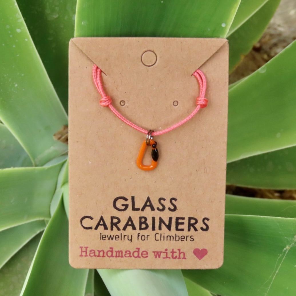 Orange Necklace | Climbing Gift | Glass Carabiner