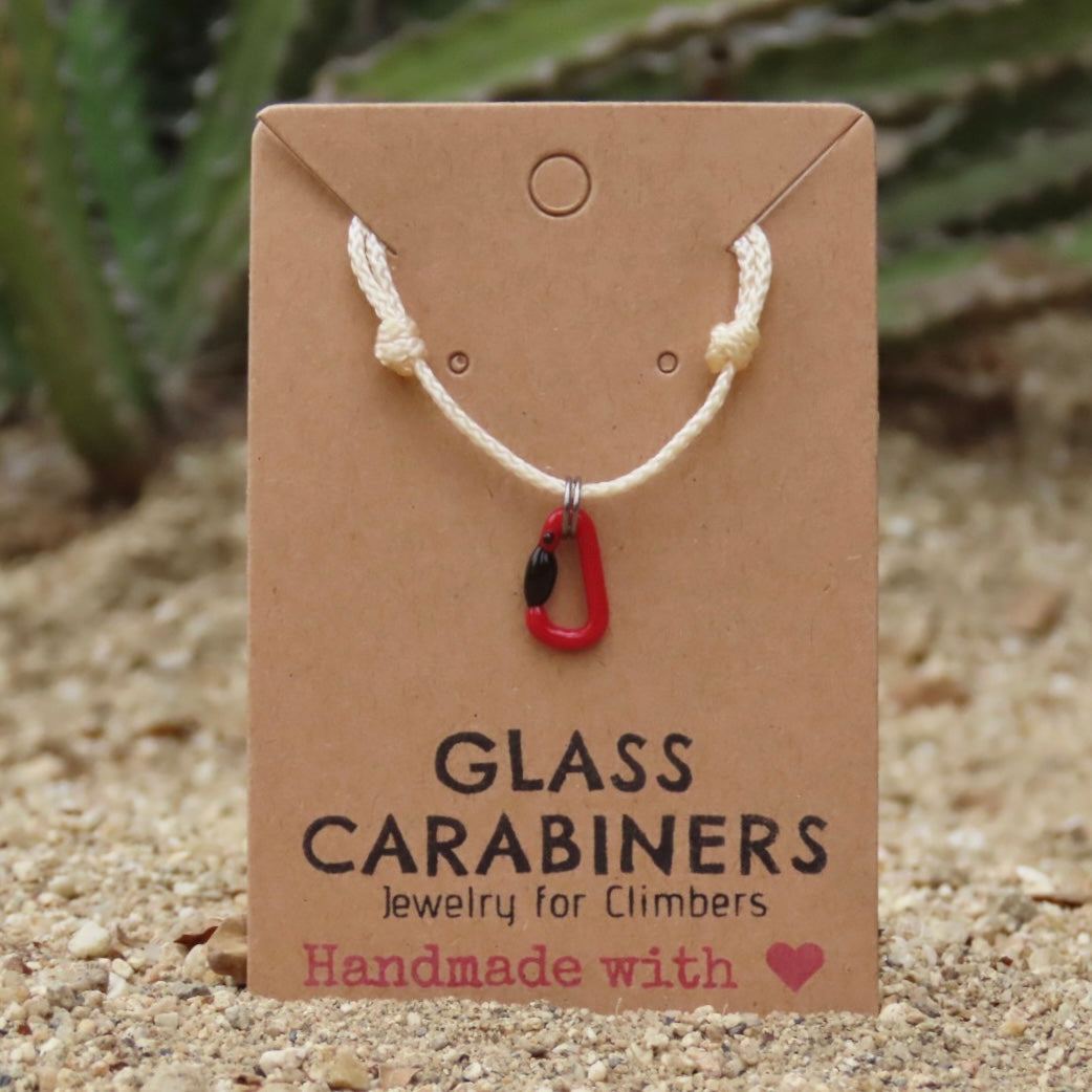Red Necklace | Climbing Gift | Glass Carabiner