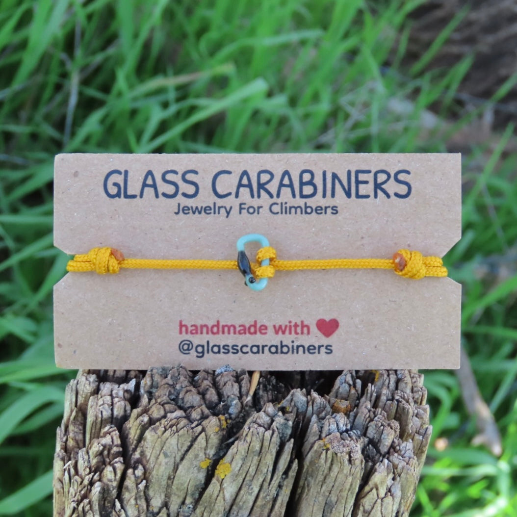 Mint Green Bracelet | Glass Carabiner | Rock Climbing Gift