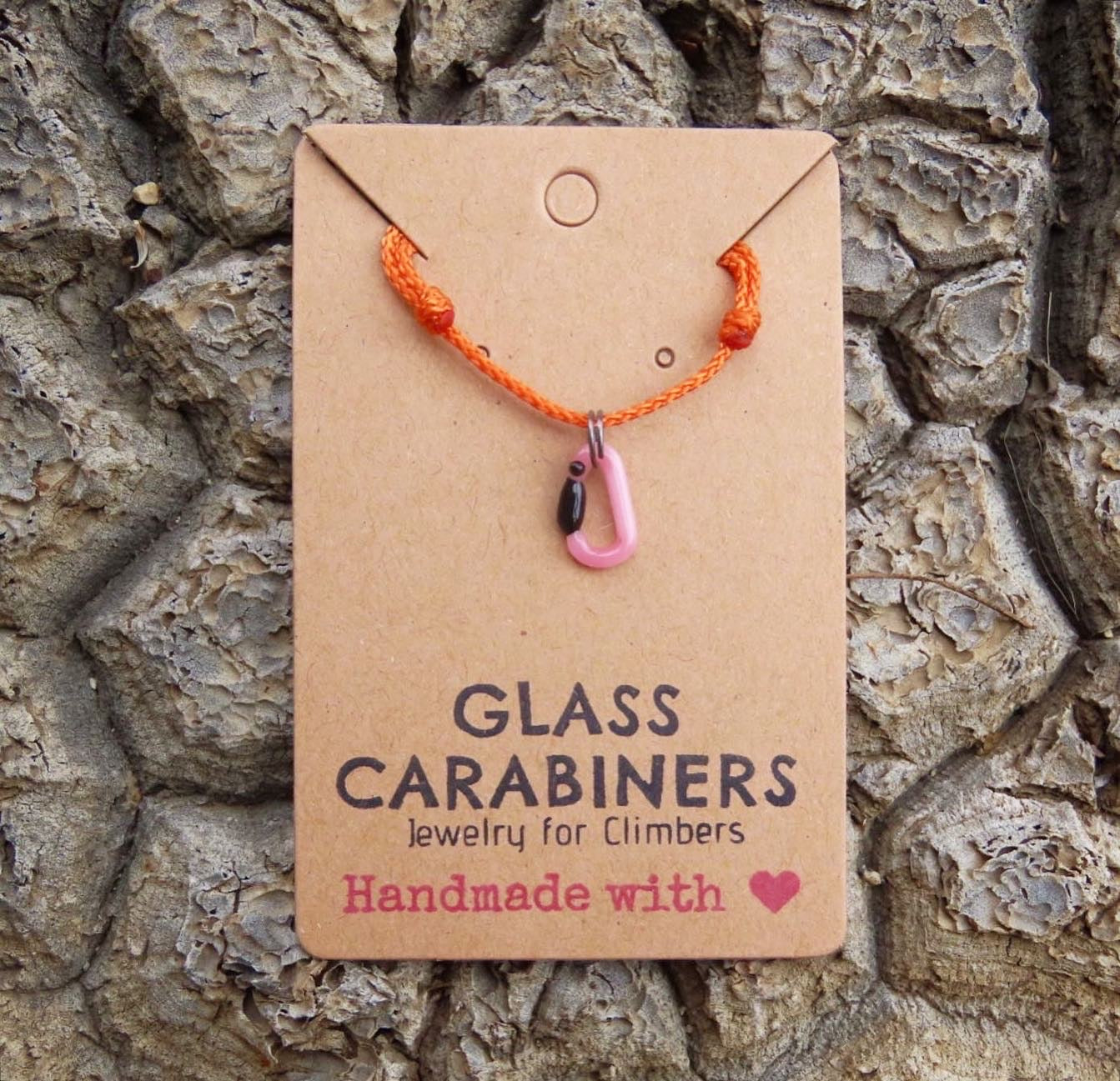 Pink Necklace | Climbing Gift | Glass Carabiner