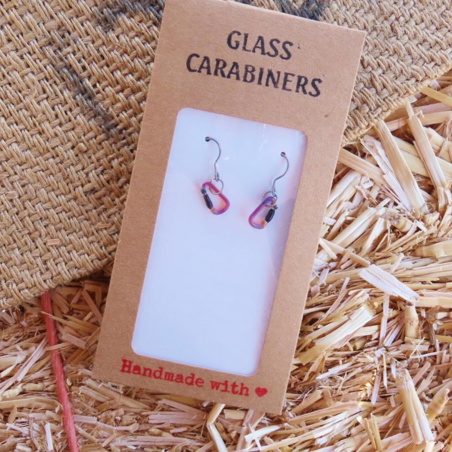 Rainbow Earrings | Gift for Climbers | Glass Carabiners