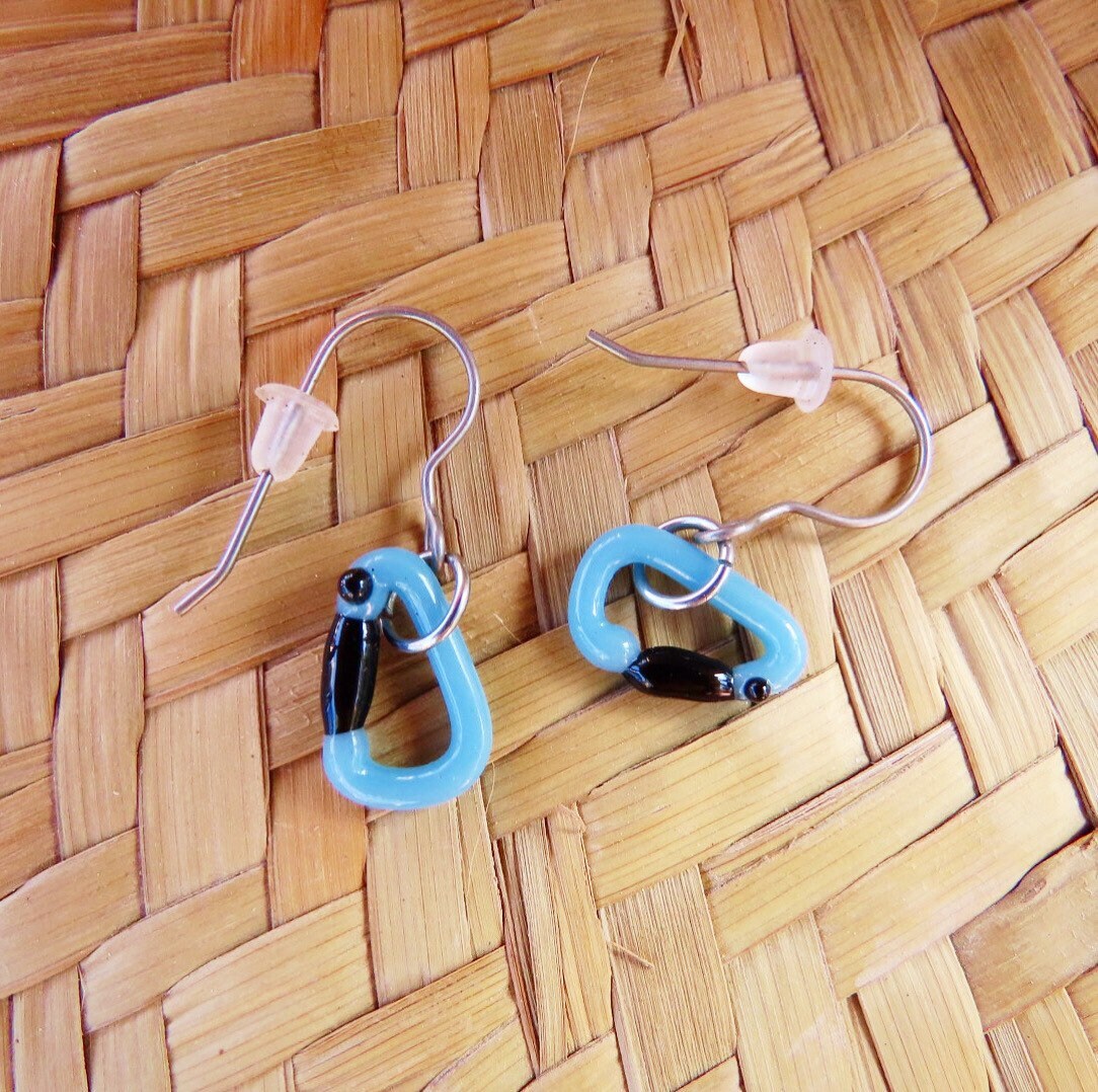 Baby Blue Earrings  | Gift for a Climber | Glass Carabiners