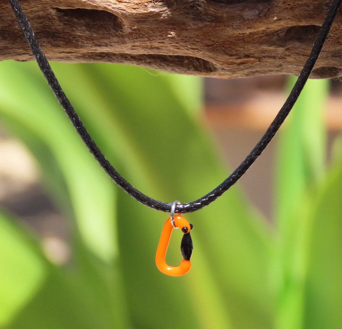 Orange Necklace | Climbing Gift | Glass Carabiner