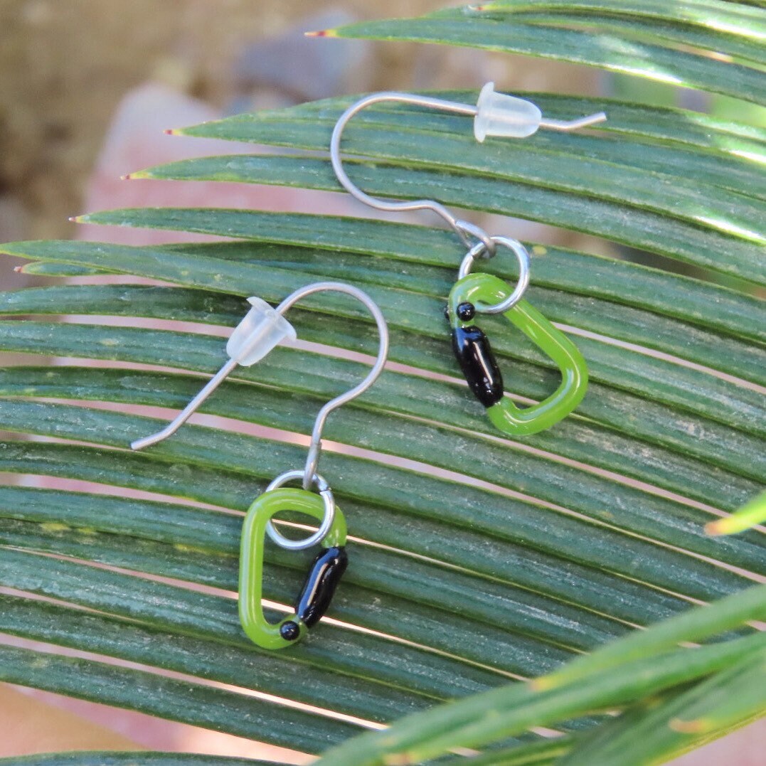 Roswell Earrings | Gift for a Climber | Glass Carabiners