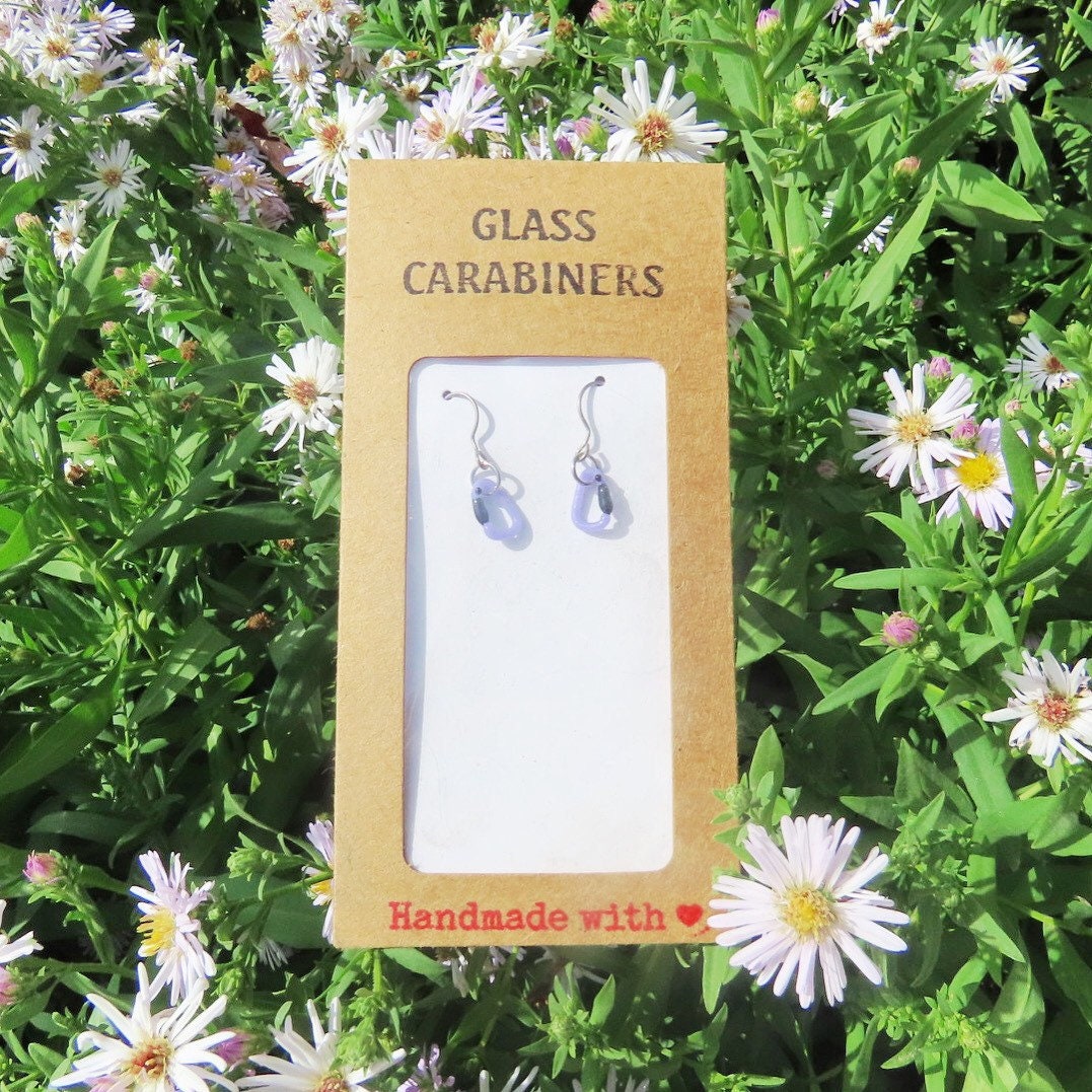 Lavender Earrings | Gift for a Climber | Glass Carabiners