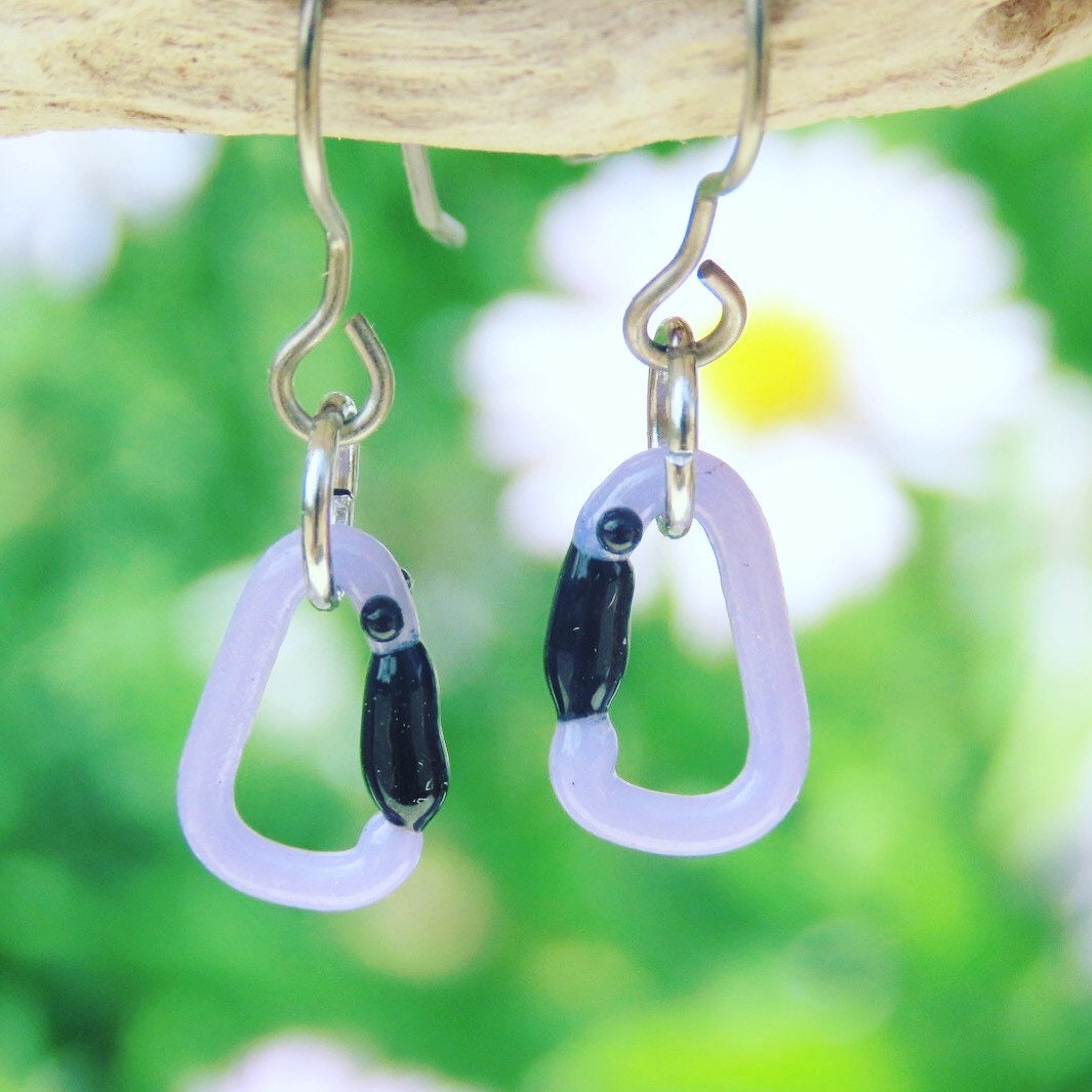 Lavender Earrings | Gift for a Climber | Glass Carabiners
