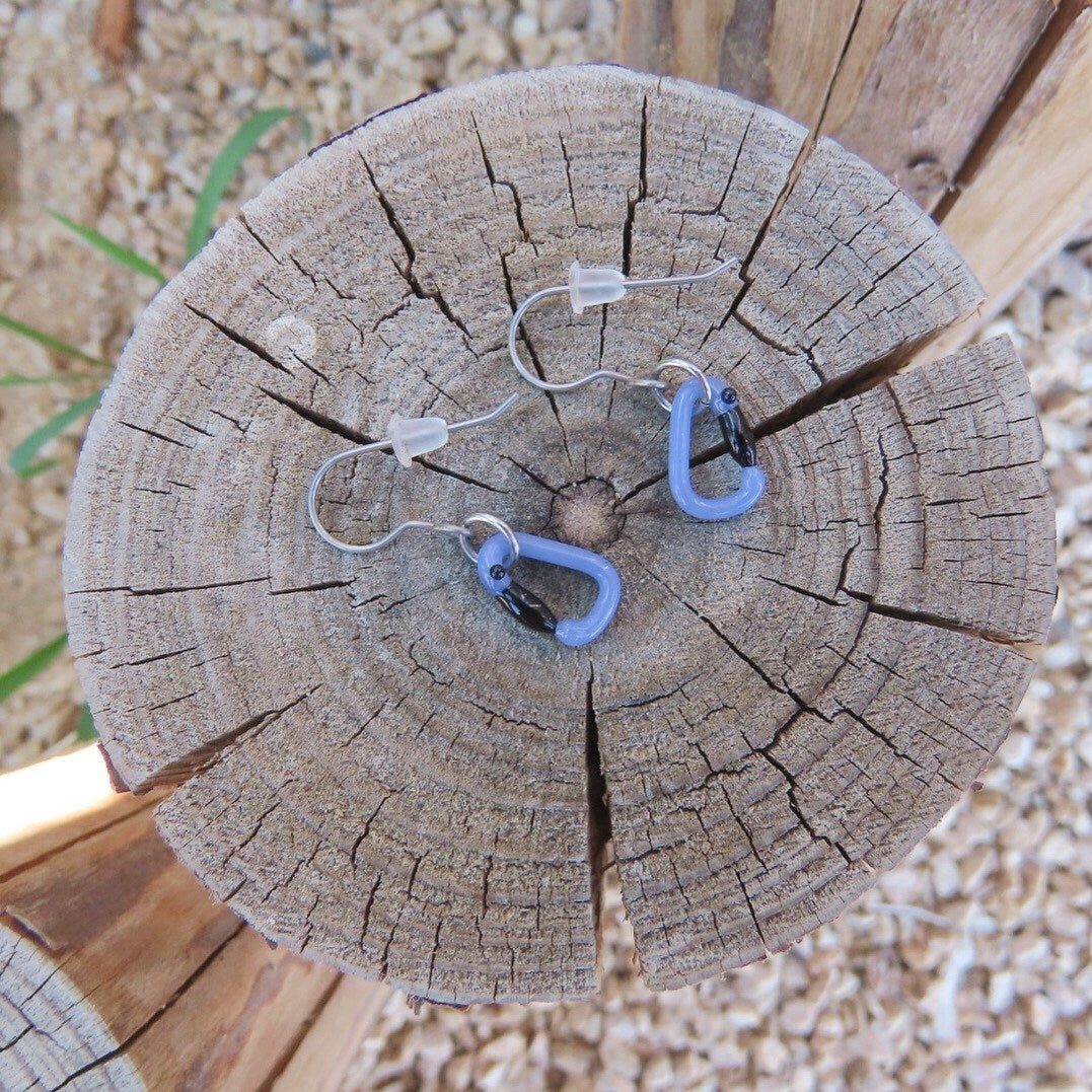 Periwinkle Earrings | Gift for a Climber | Glass Carabiners
