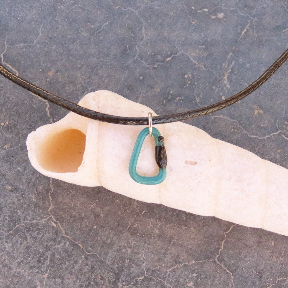 Teal Necklace | Climbing Gift | Glass Carabiner