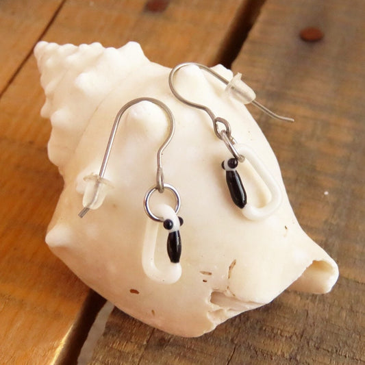 White Earrings | Gift for a Climber | Glass Carabiners