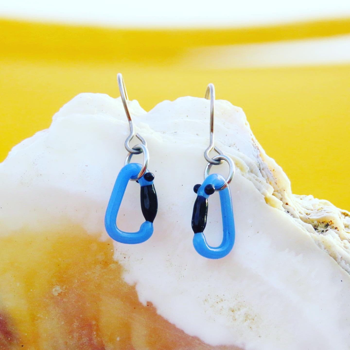 Periwinkle Earrings | Gift for a Climber | Glass Carabiners