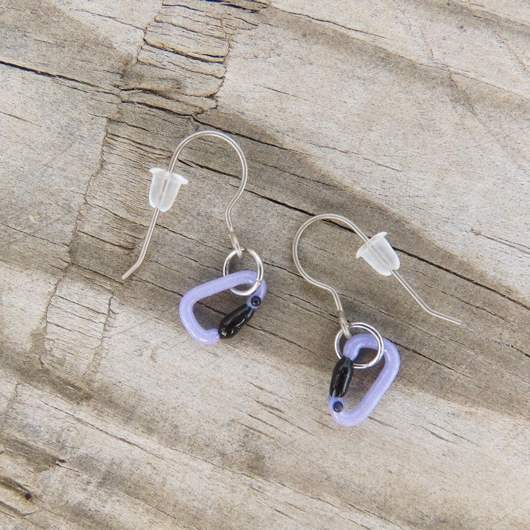 Lavender Earrings | Gift for a Climber | Glass Carabiners
