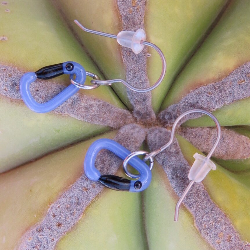 Periwinkle Earrings | Gift for a Climber | Glass Carabiners