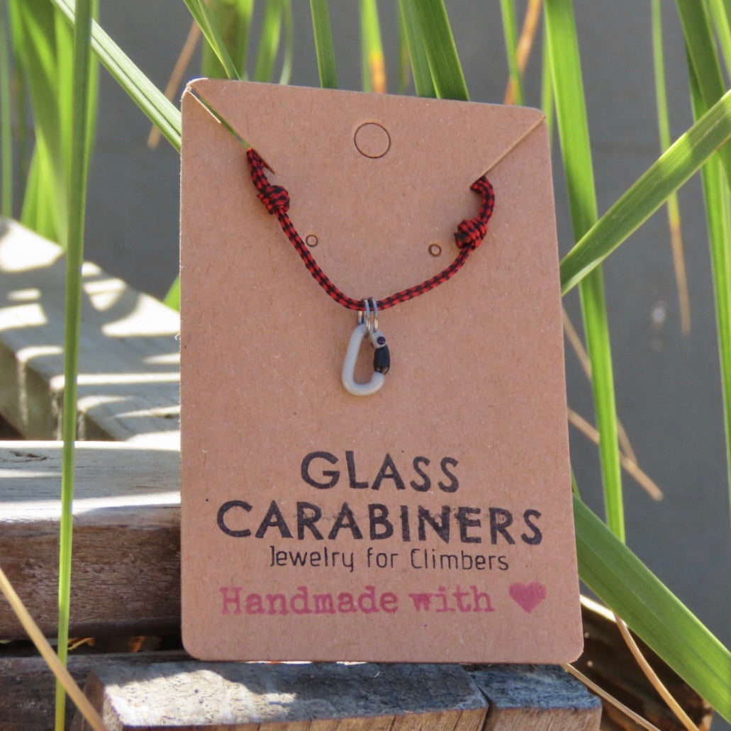 Gray Necklace | Climbing Gift | Glass Carabiner