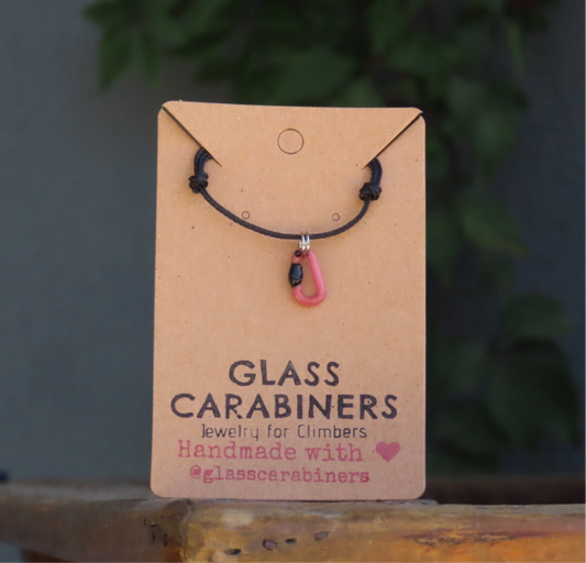 NEW Hot Pink Necklace | Glass Carabiner | Rock Climbing Jewelry