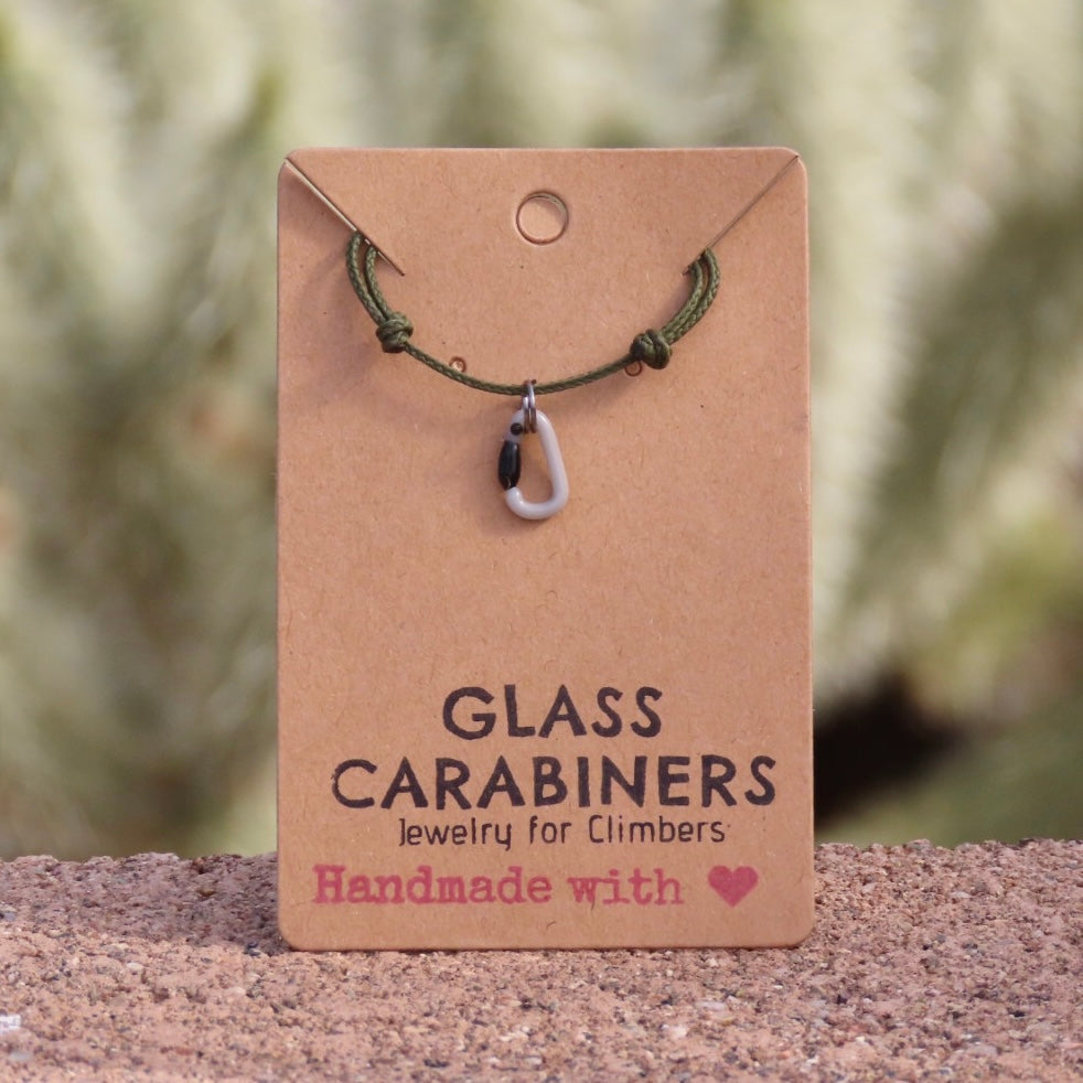 Gray Necklace | Climbing Gift | Glass Carabiner