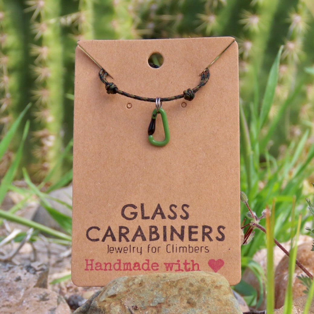 Green Necklace | Climbing Gift | Glass Carabiner